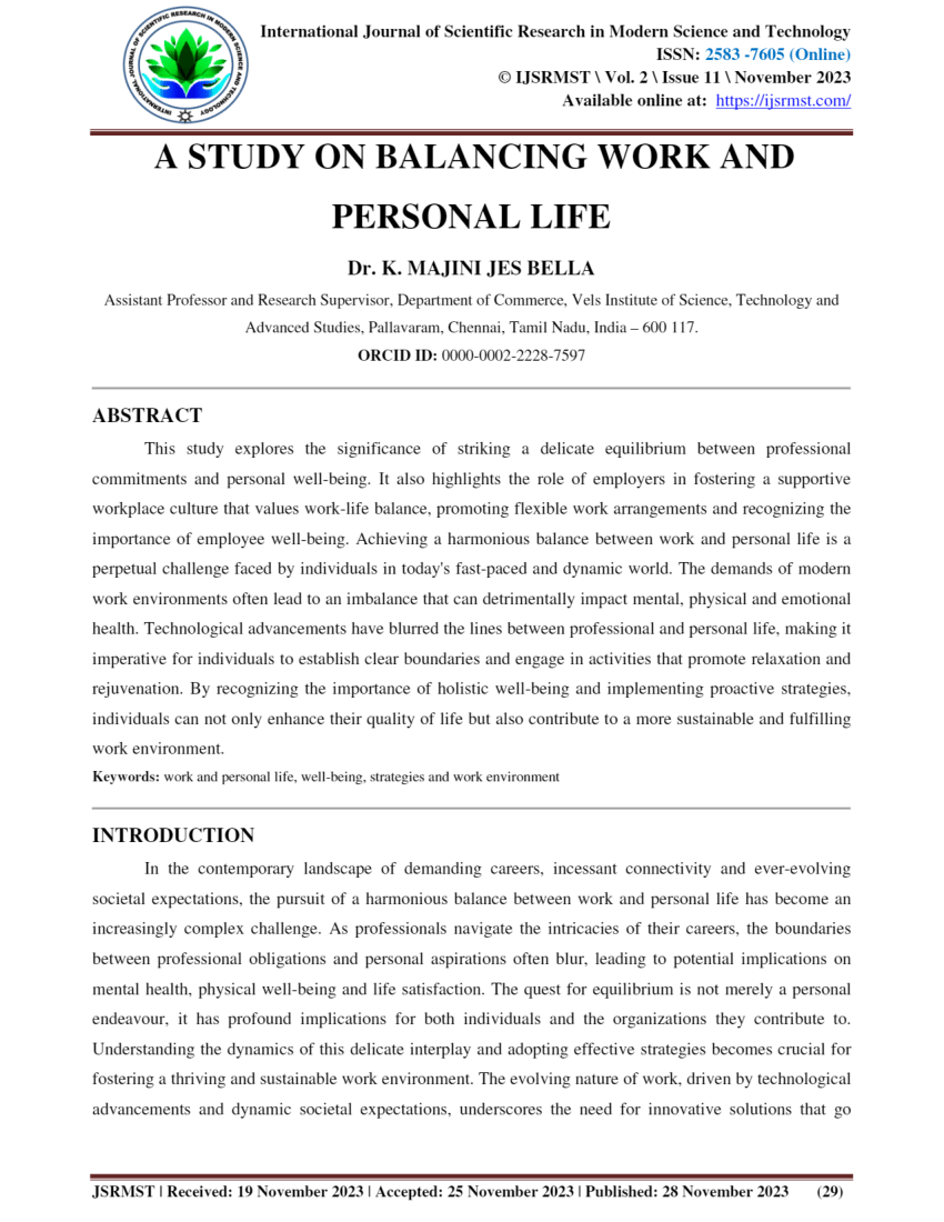 balancing work and study research paper