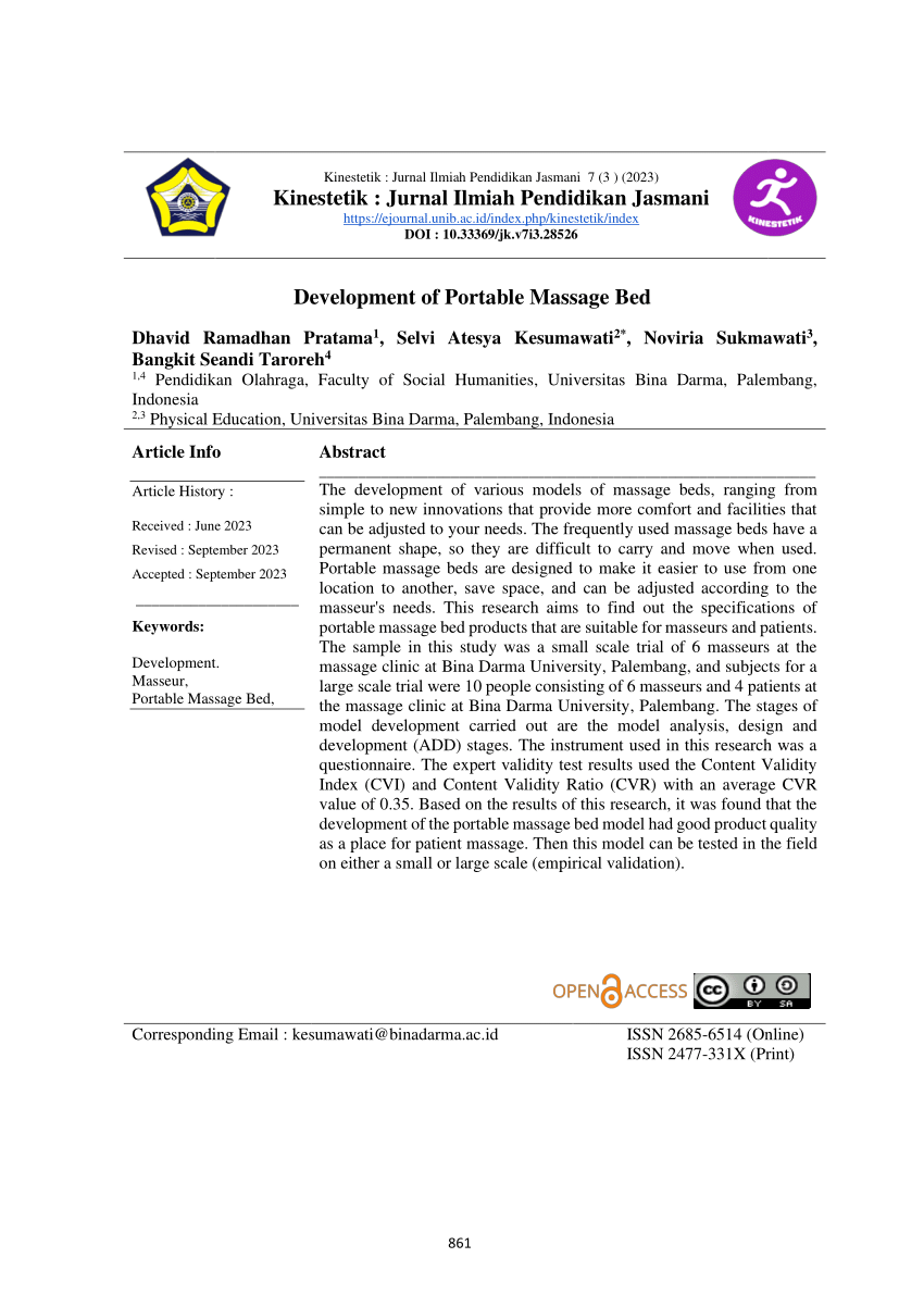 (PDF) Development of Portable Massage Bed