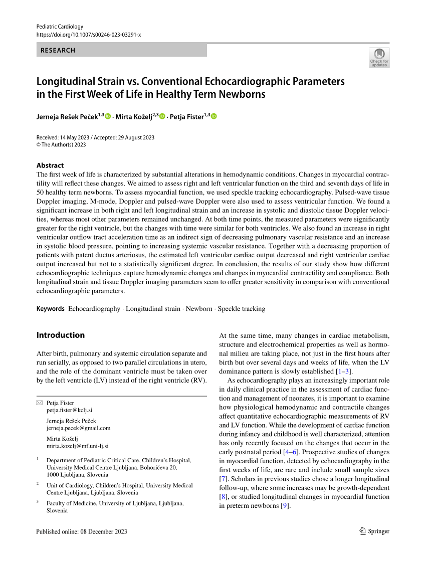 PDF Longitudinal Strain vs Conventional Echocardiographic  