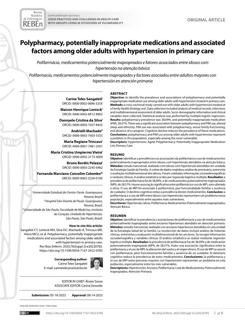 PDF Polypharmacy potentially inappropriate medications and  