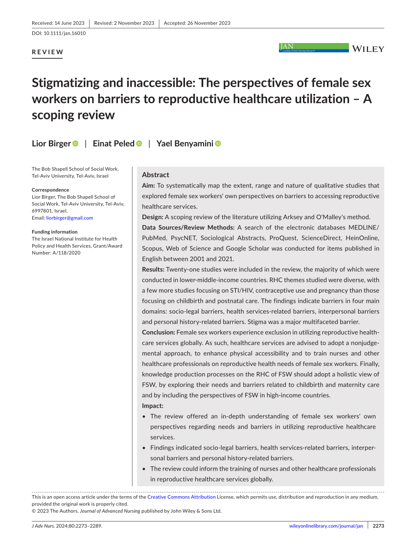 Pdf Stigmatizing And Inaccessible The Perspectives Of Female Sex