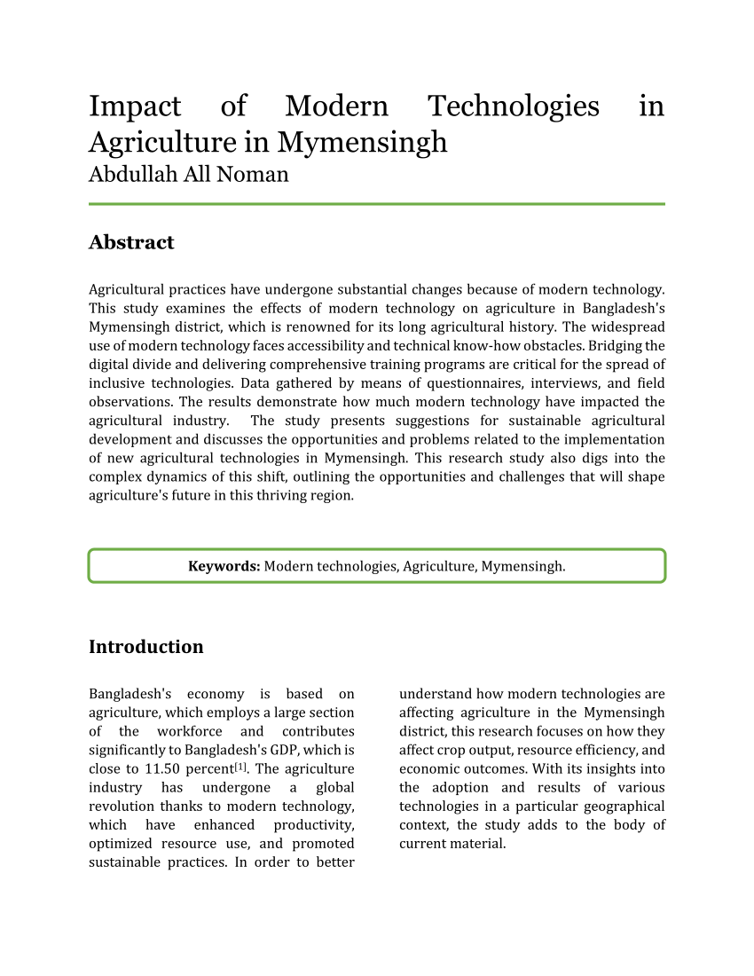 impact of technology on agriculture essay