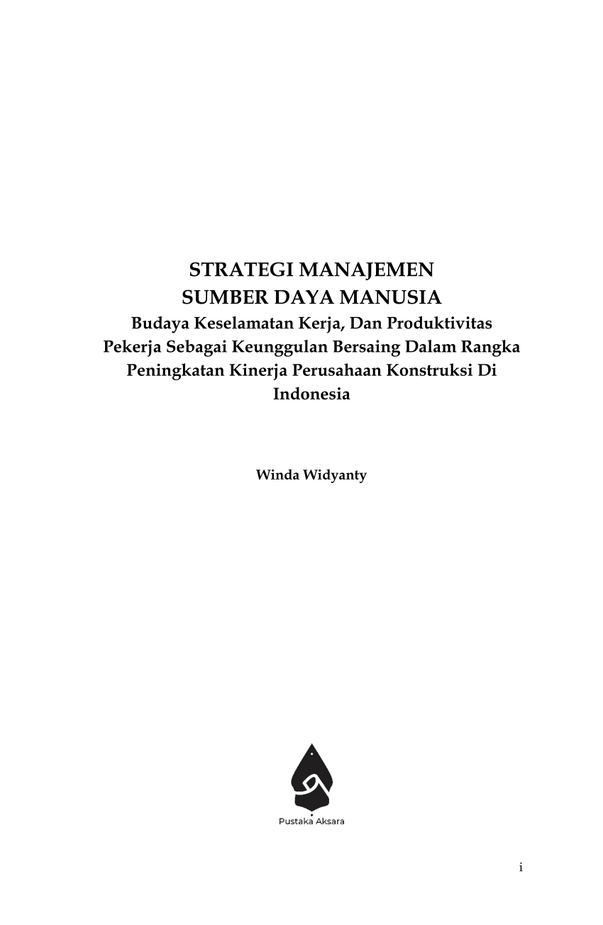 Pdf Strategi Manajemen Sumber Daya Manusia