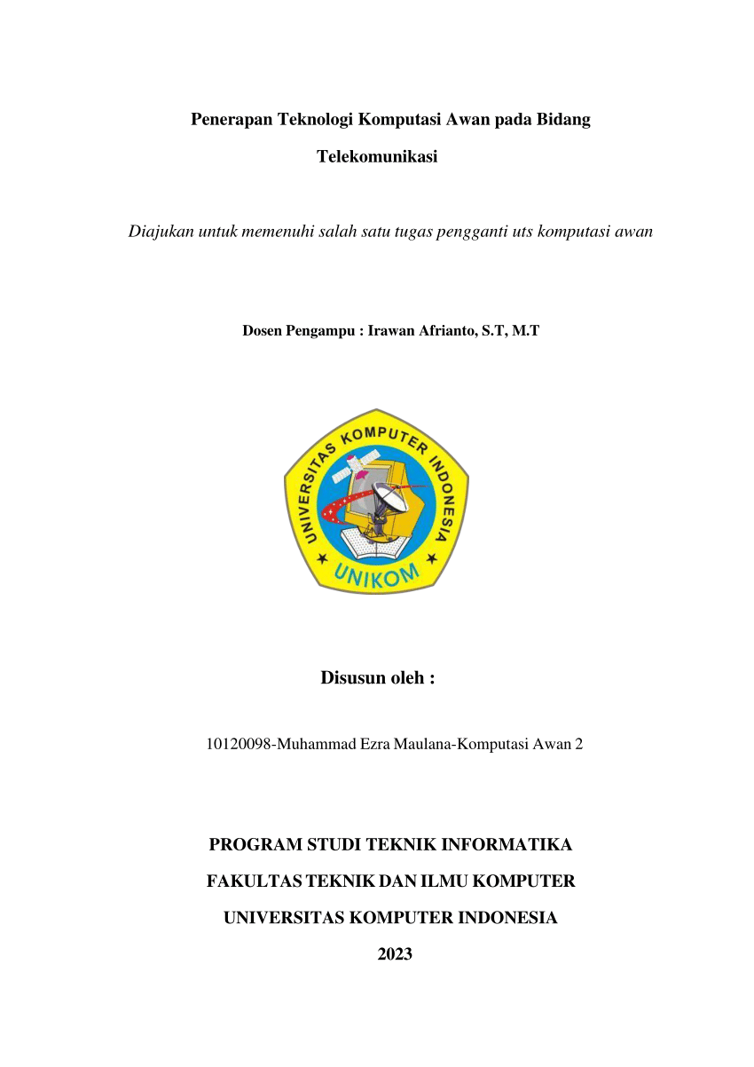 Pdf Penerapan Teknologi Komputasi Awan Pada Bidang Telekomunikasi