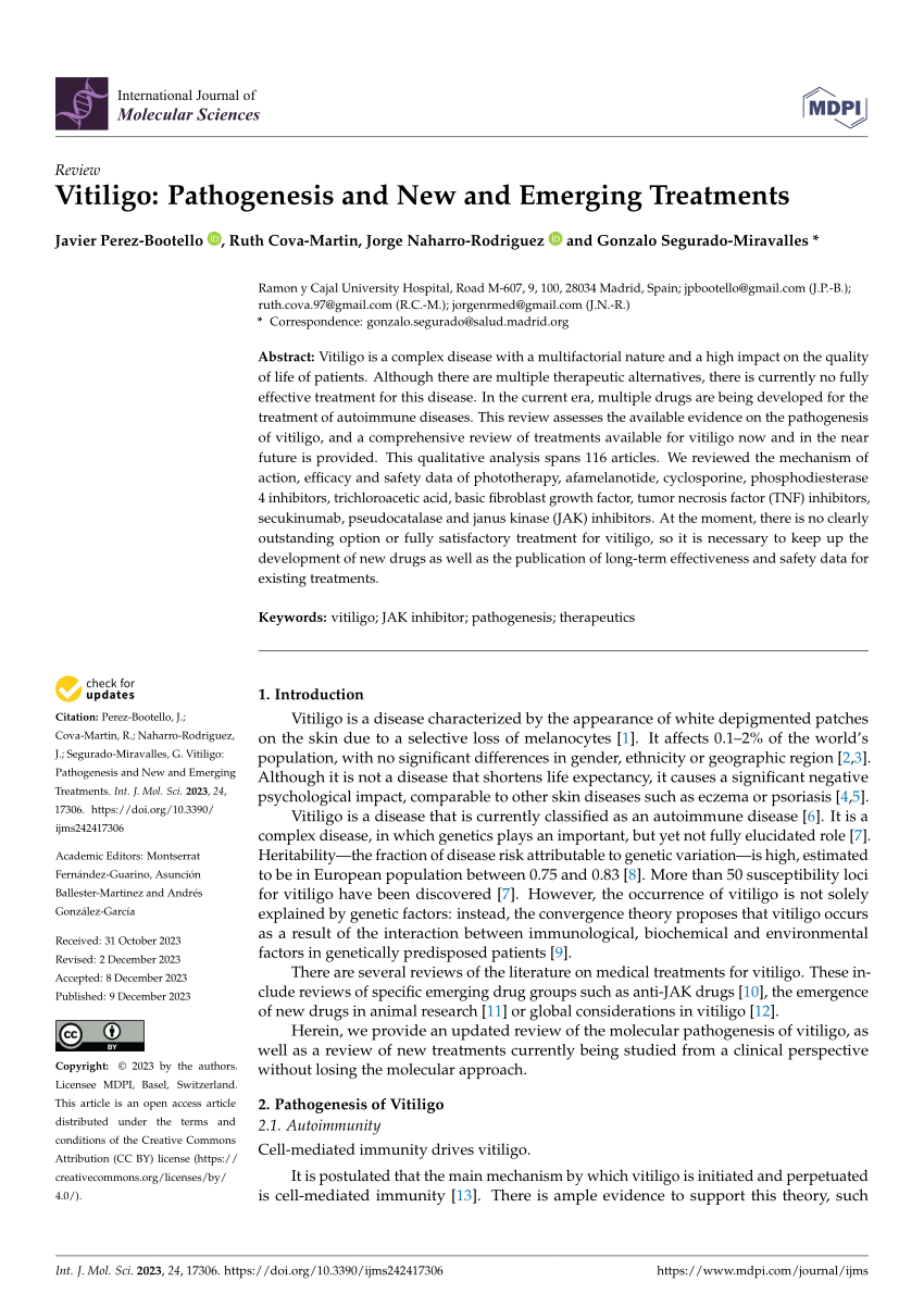 (PDF) Vitiligo Pathogenesis and New and Emerging Treatments