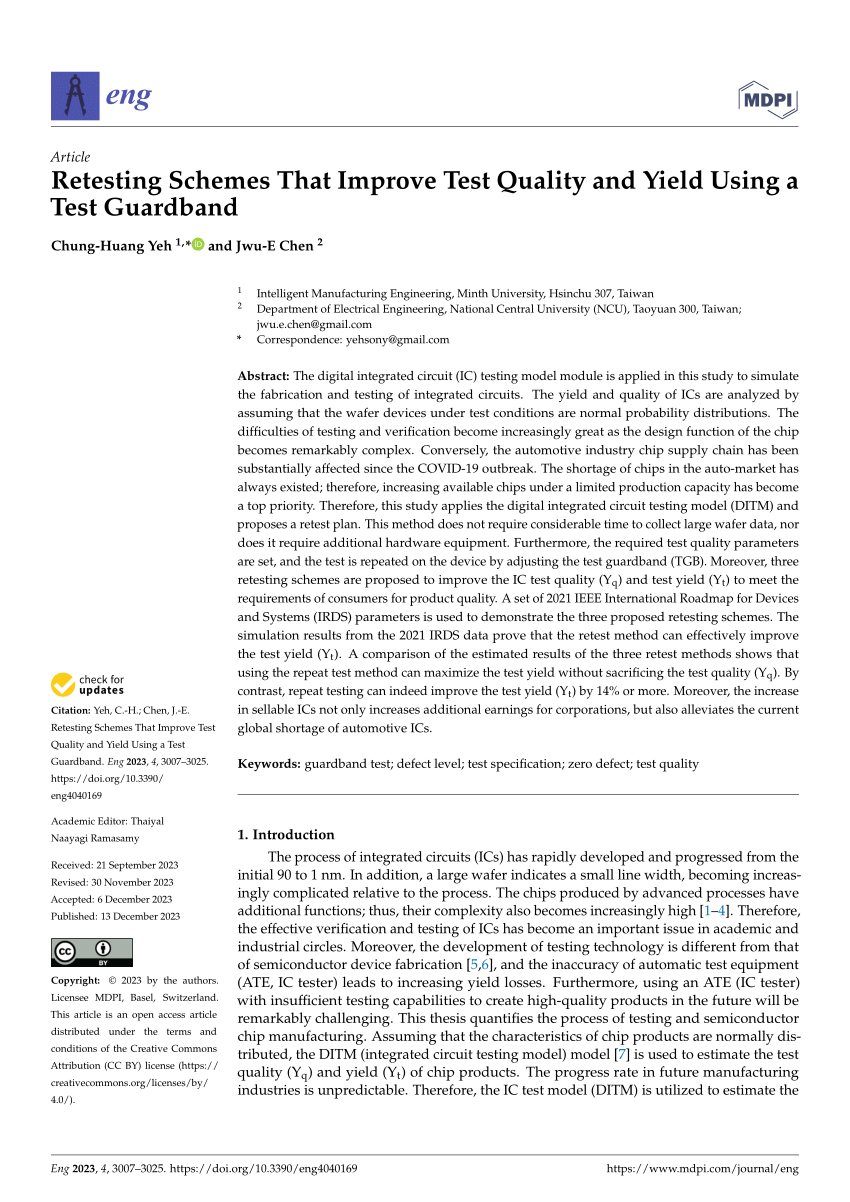 PDF) Retesting Schemes That Improve Test Quality and Yield Using a 