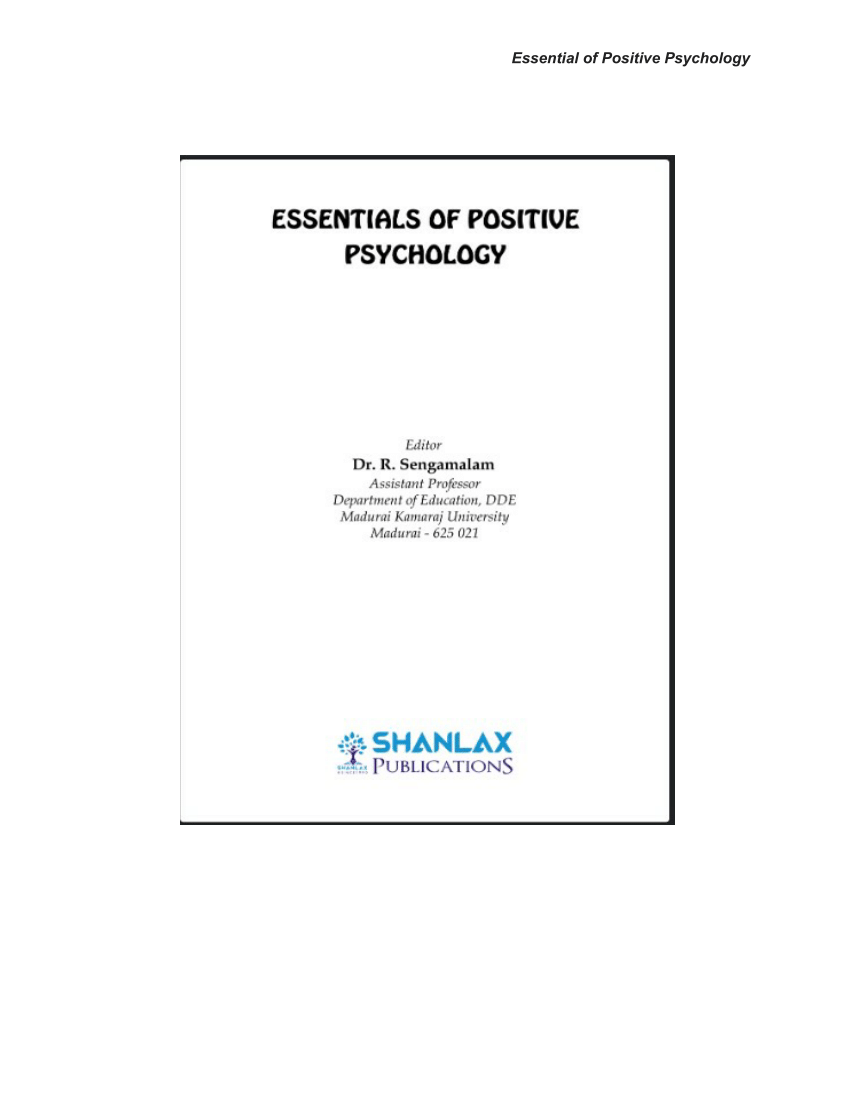 PDF) Essential of Positive Psychology