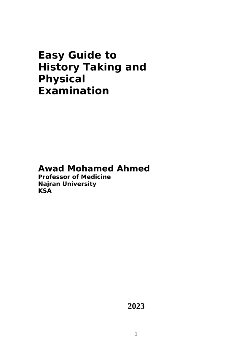 PDF) Easy guide to history taking andphysical examination