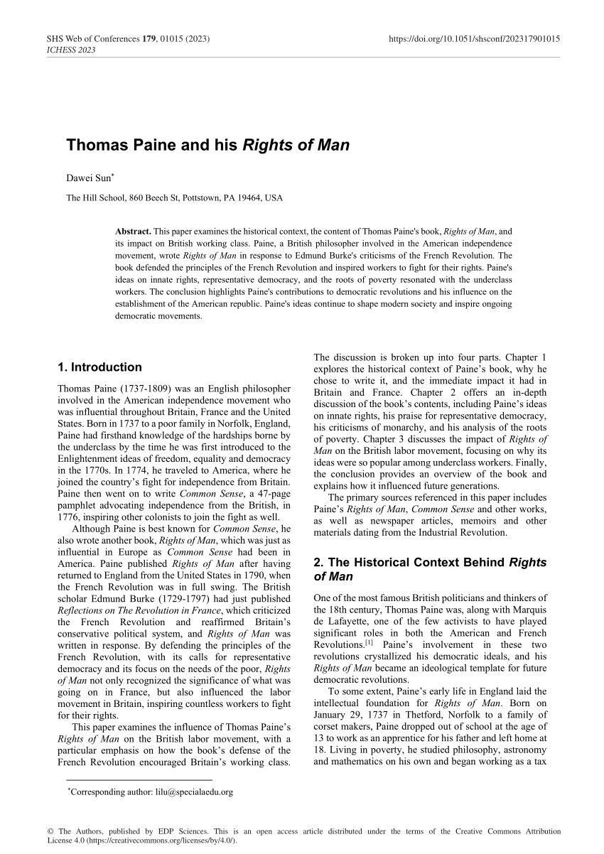 thomas paine essay rights of man