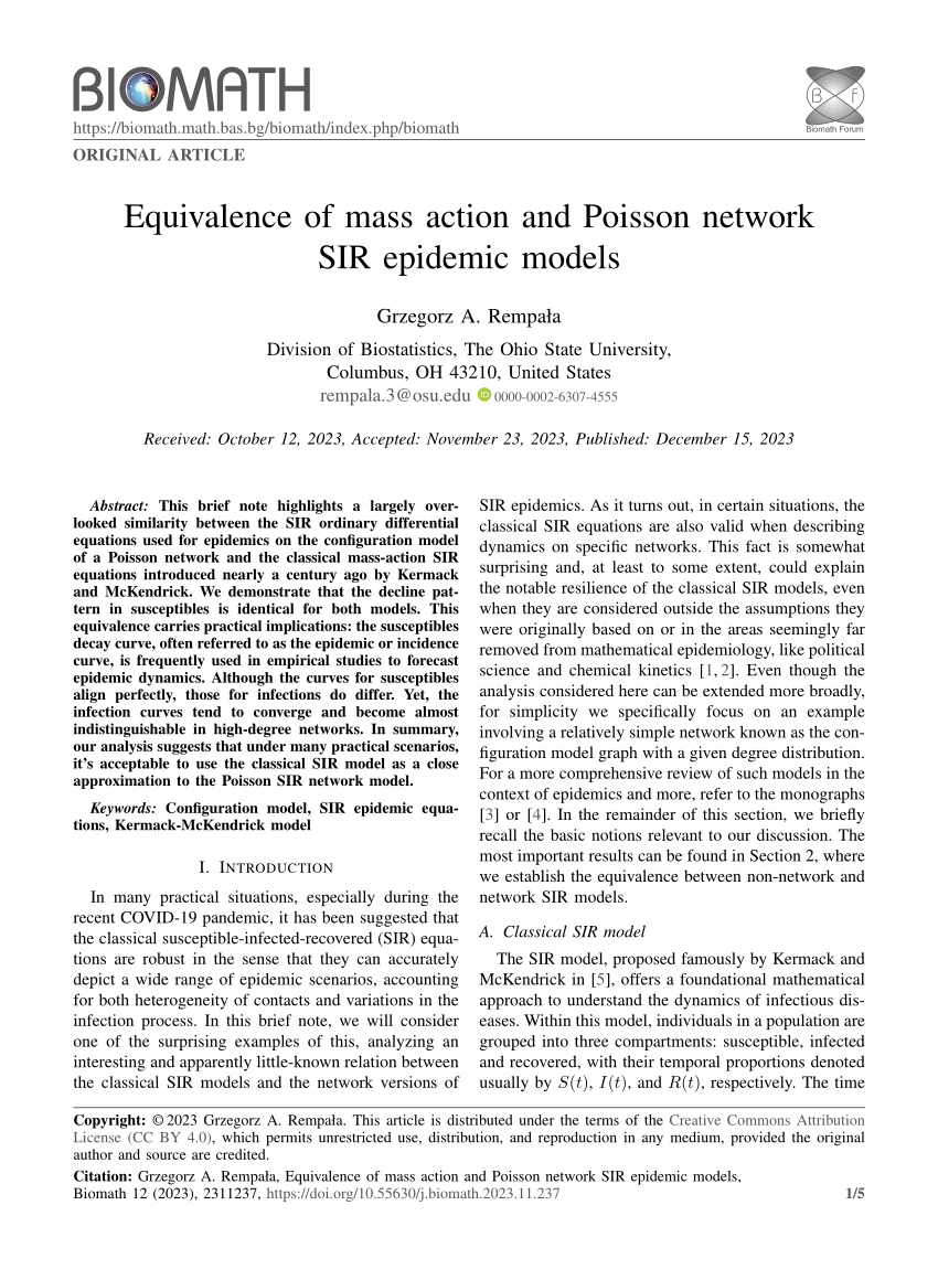 Networks and epidemic models  Journal of The Royal Society Interface