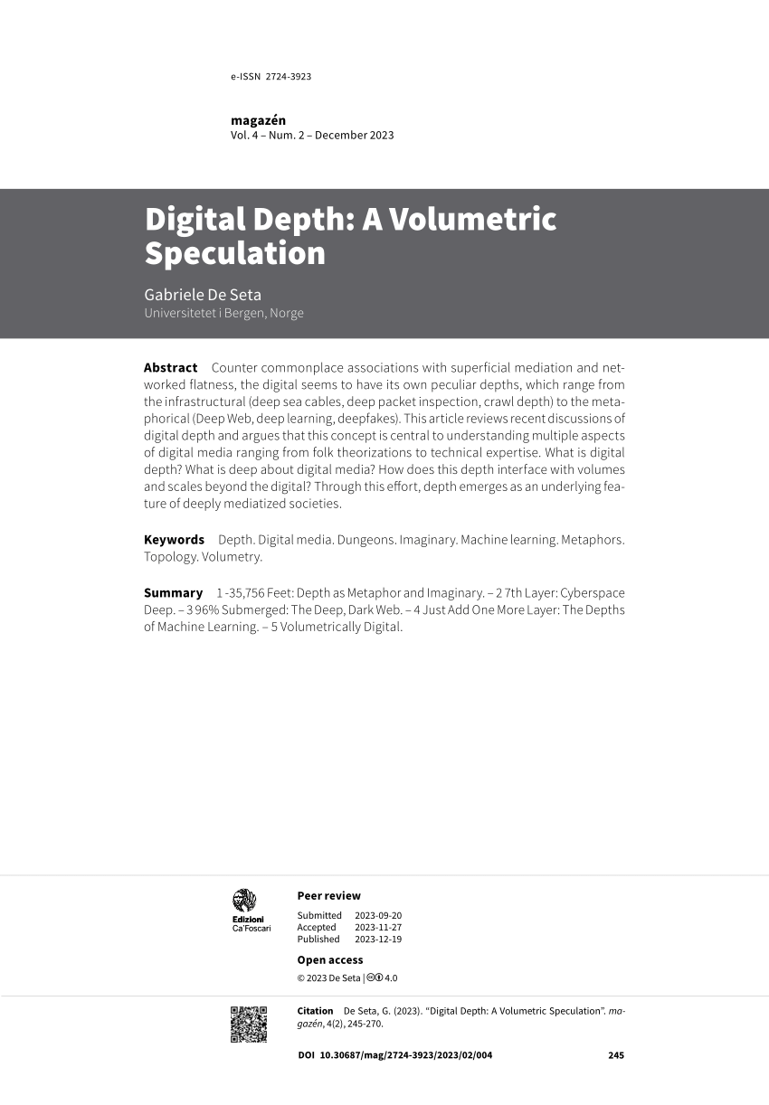 PDF) Digital depth: A volumetric speculation