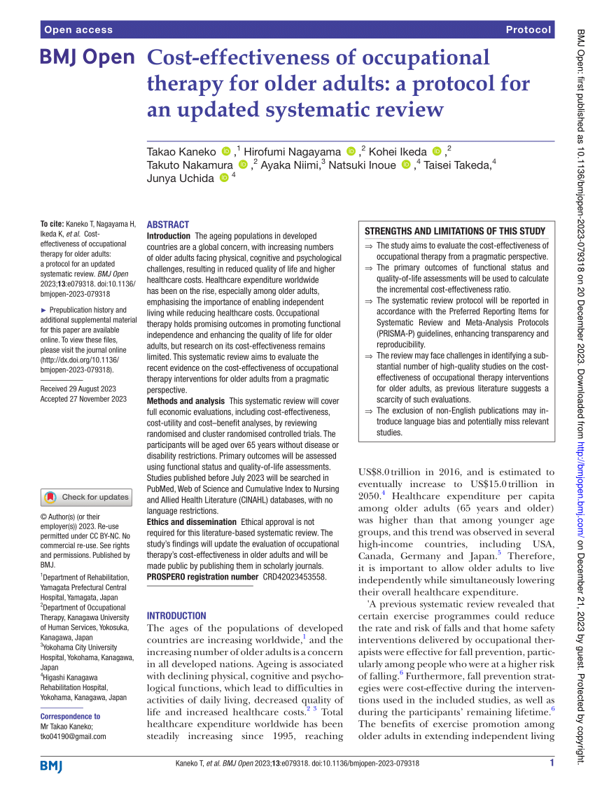 Pdf Cost Effectiveness Of Occupational Therapy For Older Adults A Protocol For An Updated 6136