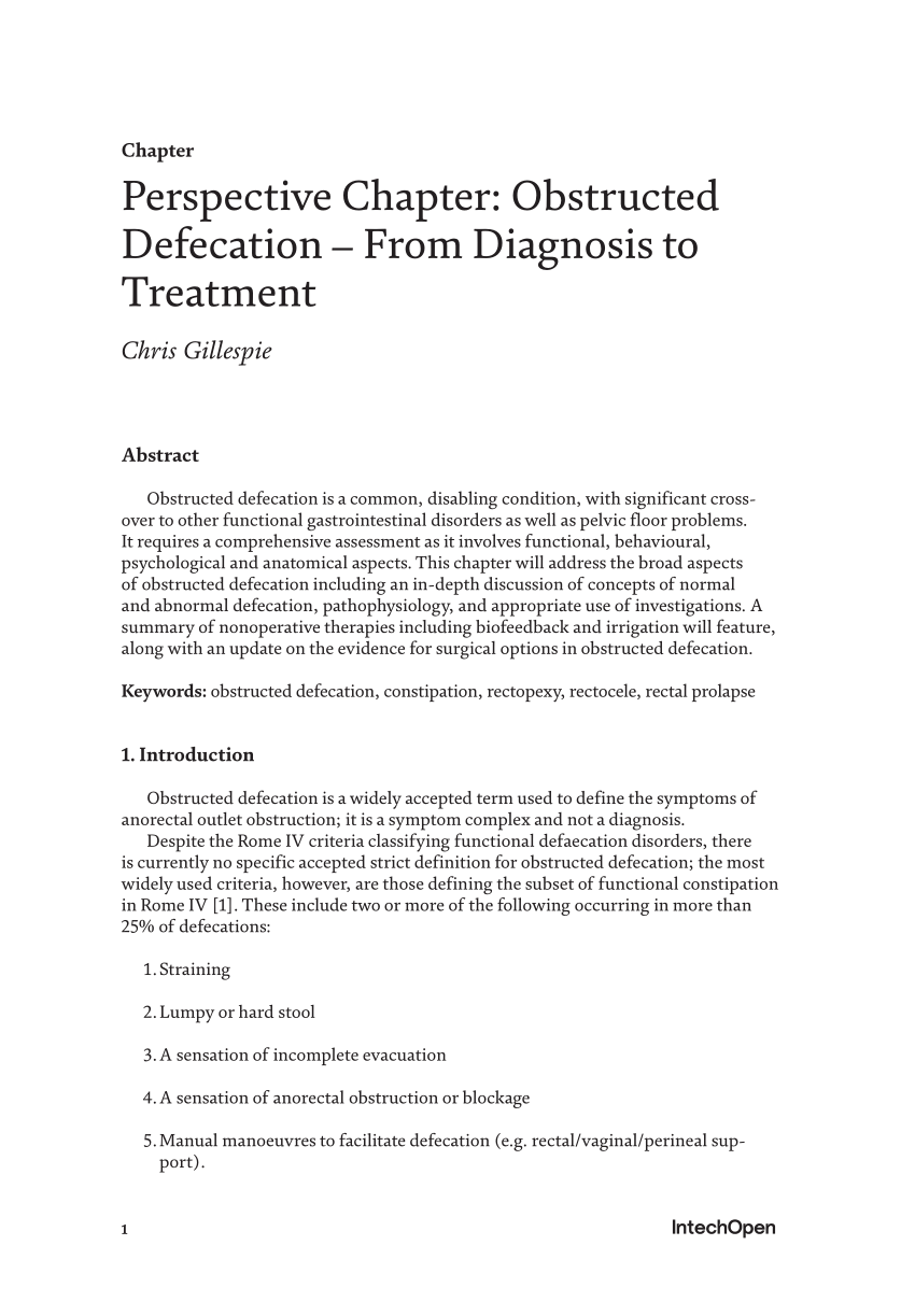 Pdf Perspective Chapter Obstructed Defecation From Diagnosis To Treatment