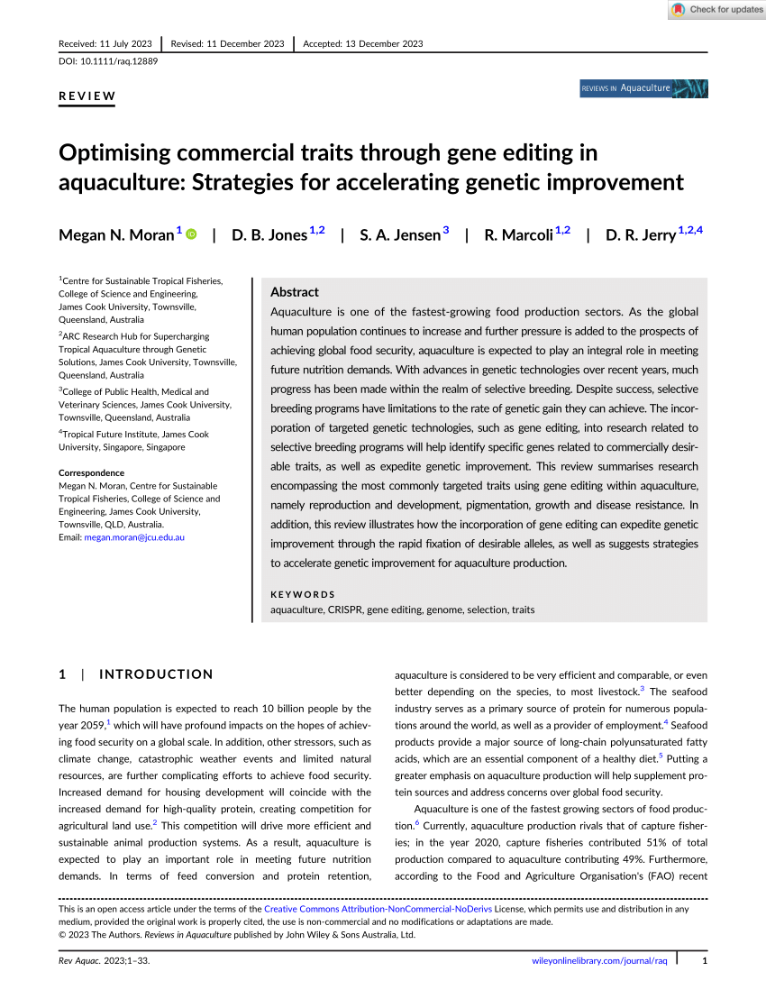 PDF) Optimising commercial traits through gene editing in 