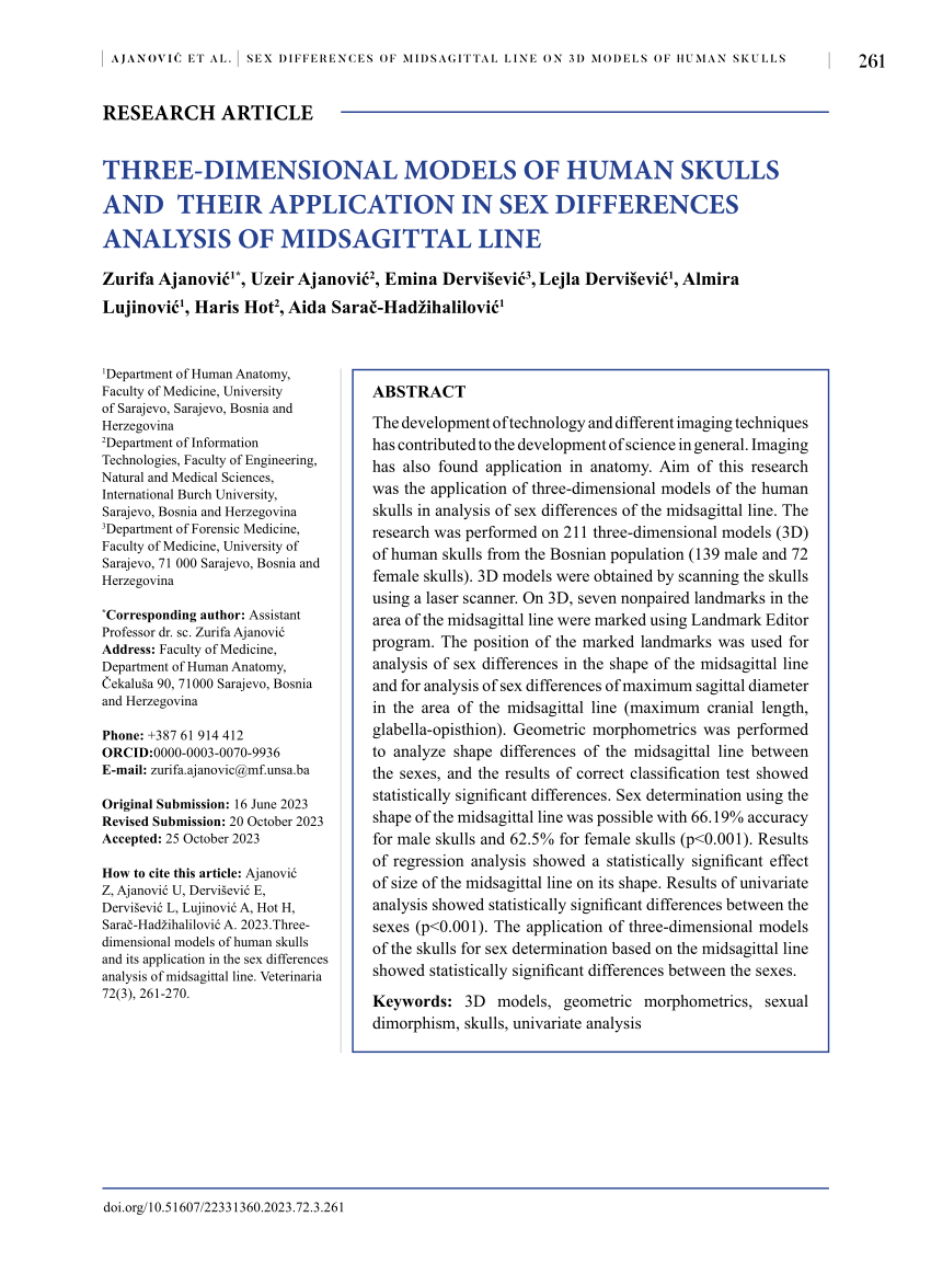 PDF Three dimensional models of human skulls and its application  