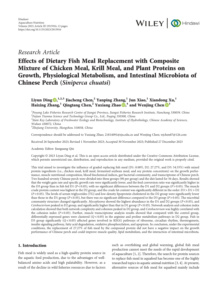 PDF) Effects of Dietary Fish Meal Replacement with Composite