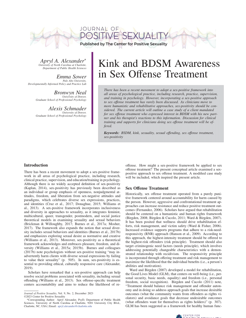 PDF) Kink and BDSM Awareness in Sex Offense Treatment