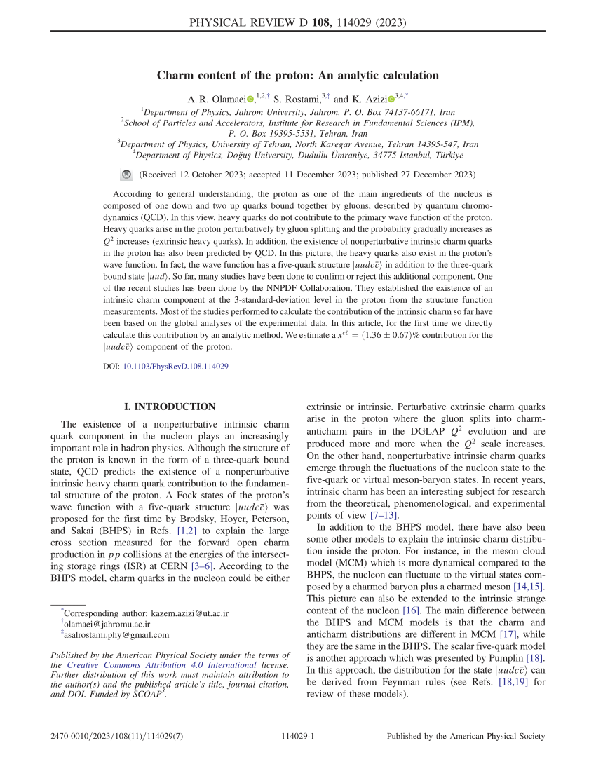 PDF) Charm content of the proton: An analytic calculation