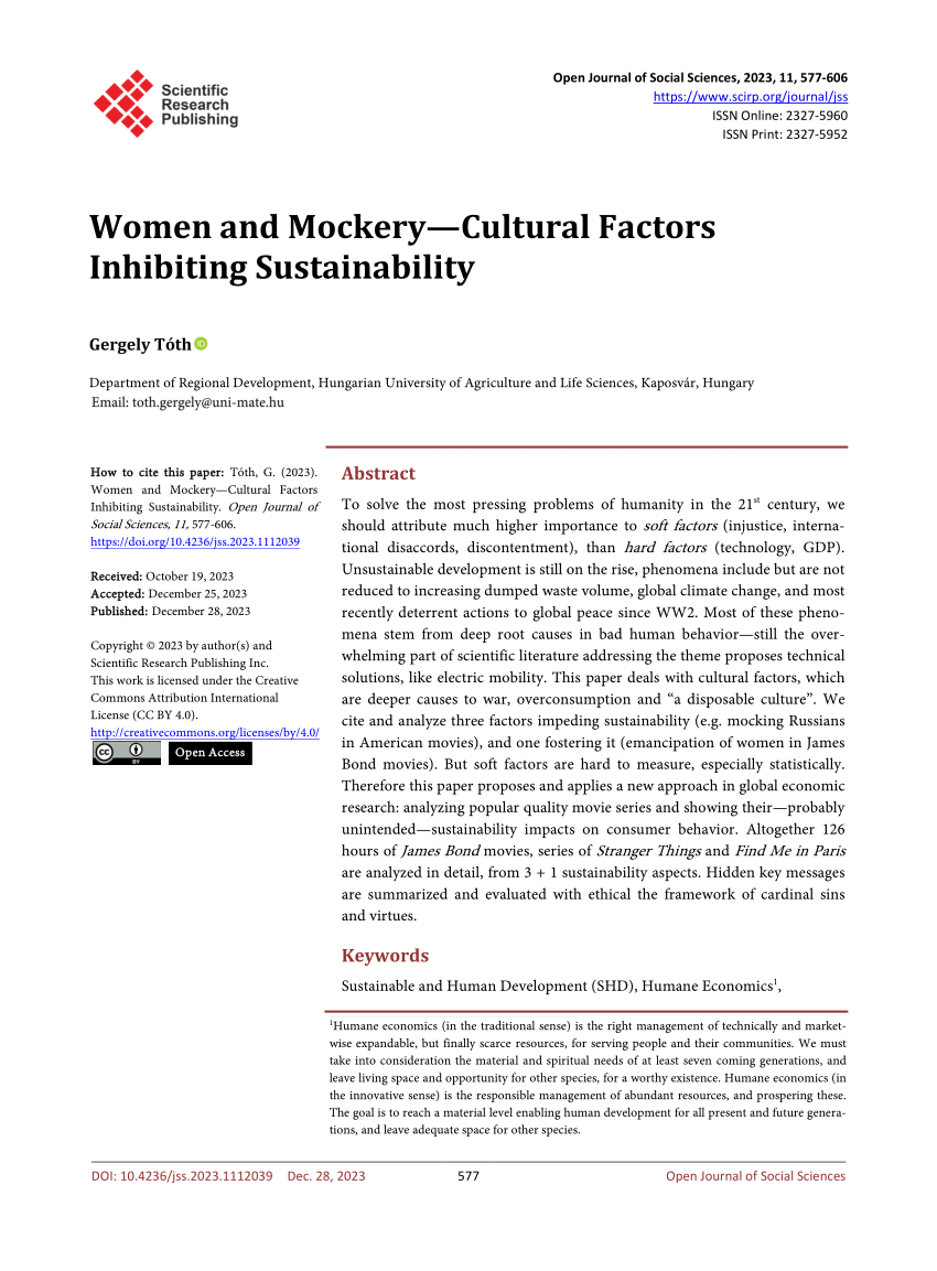 PDF) Women and Mockery—Cultural Factors Inhibiting Sustainability