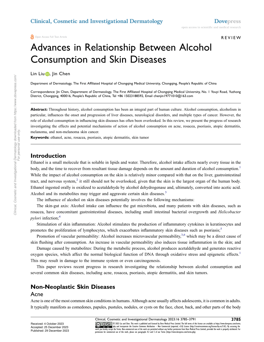 (PDF) Advances in Relationship Between Alcohol Consumption and Skin Diseases