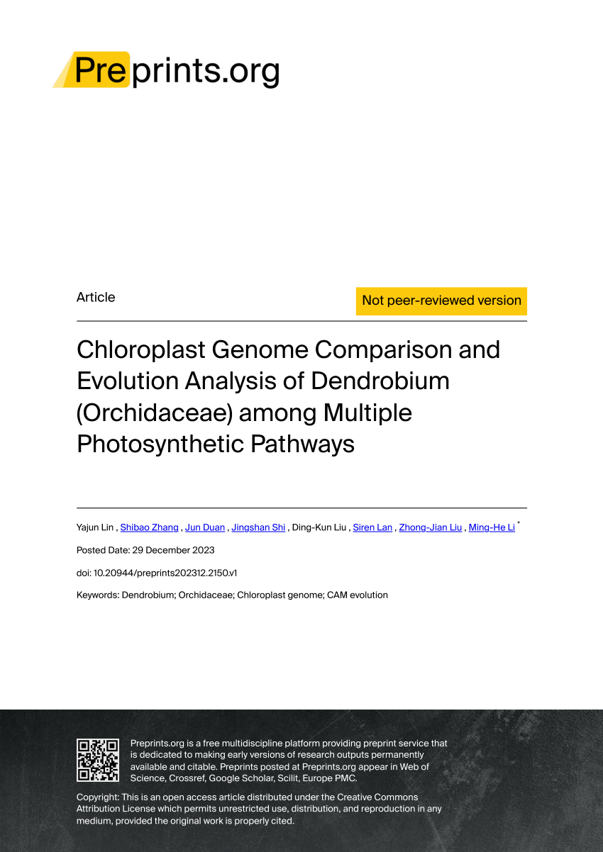 PDF) Chloroplast Genome Comparison and Evolution Analysis of 