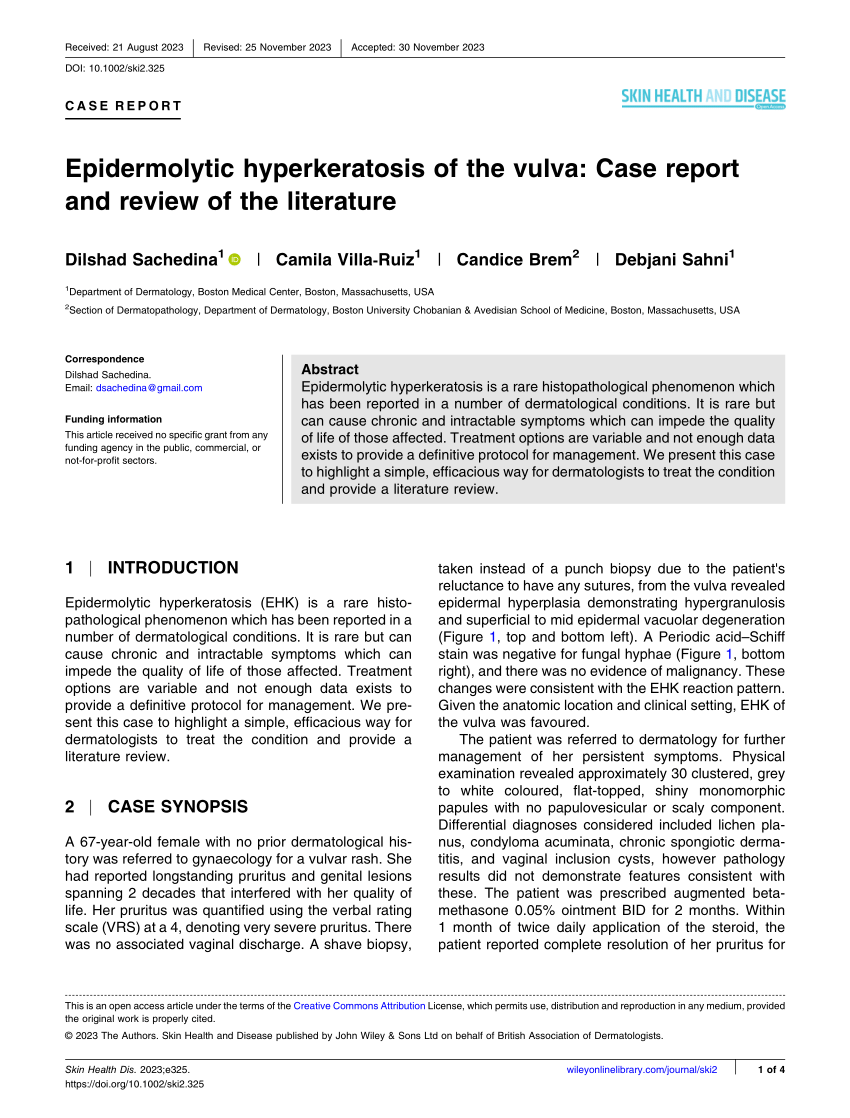 Pdf Epidermolytic Hyperkeratosis Of The Vulva Case Report And Review