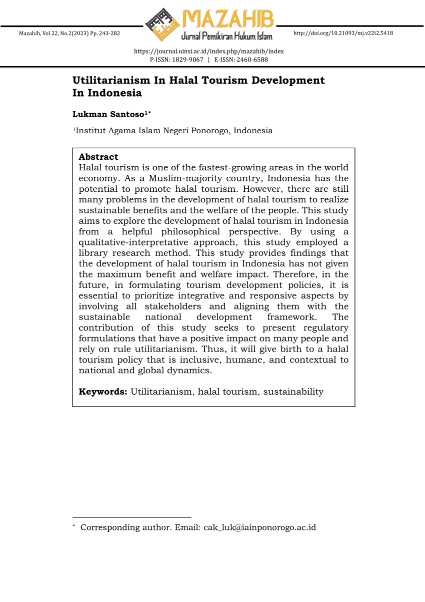 (PDF) Utilitarianism in Halal Tourism Development in Indonesia