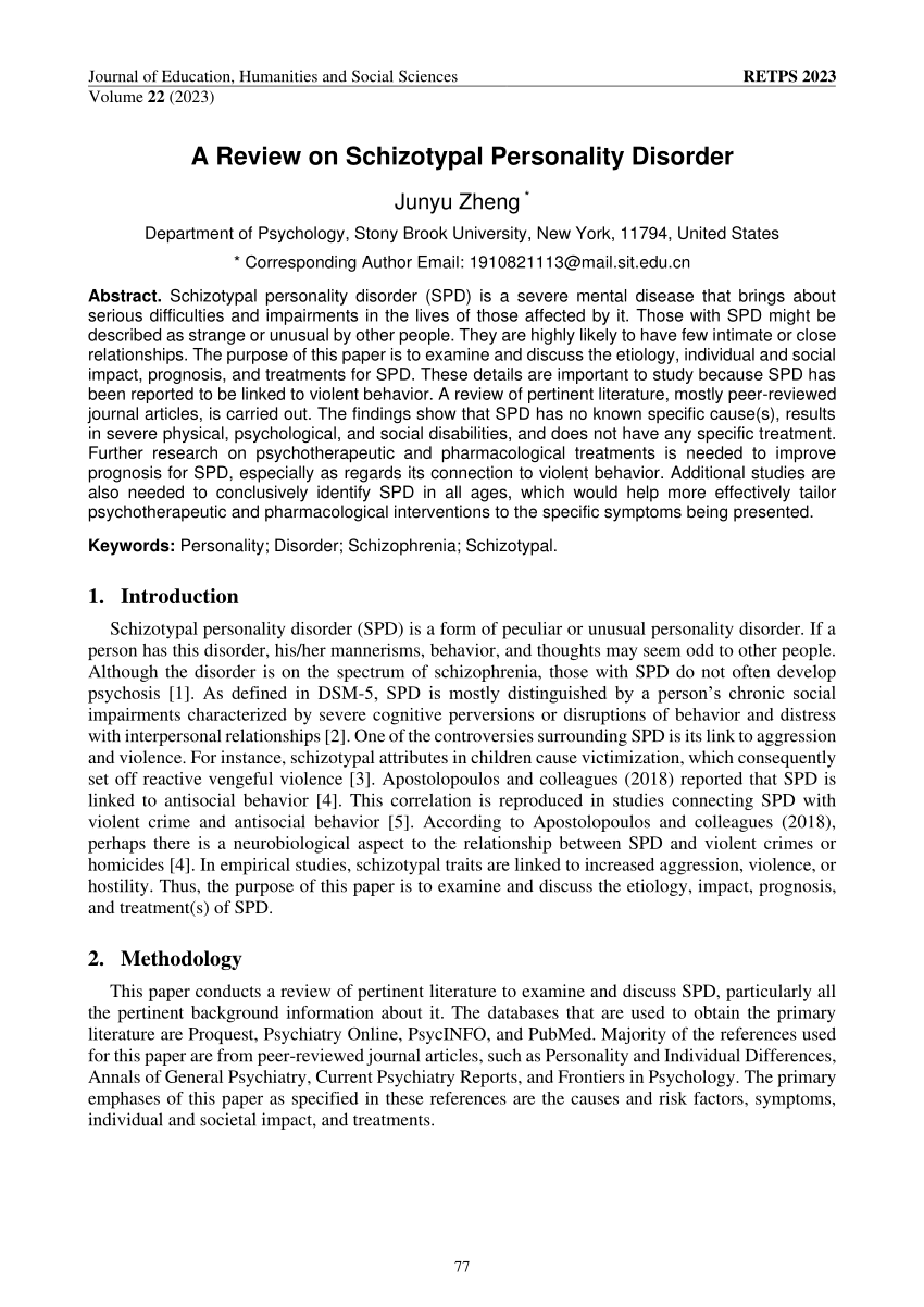 case study on schizotypal personality disorder