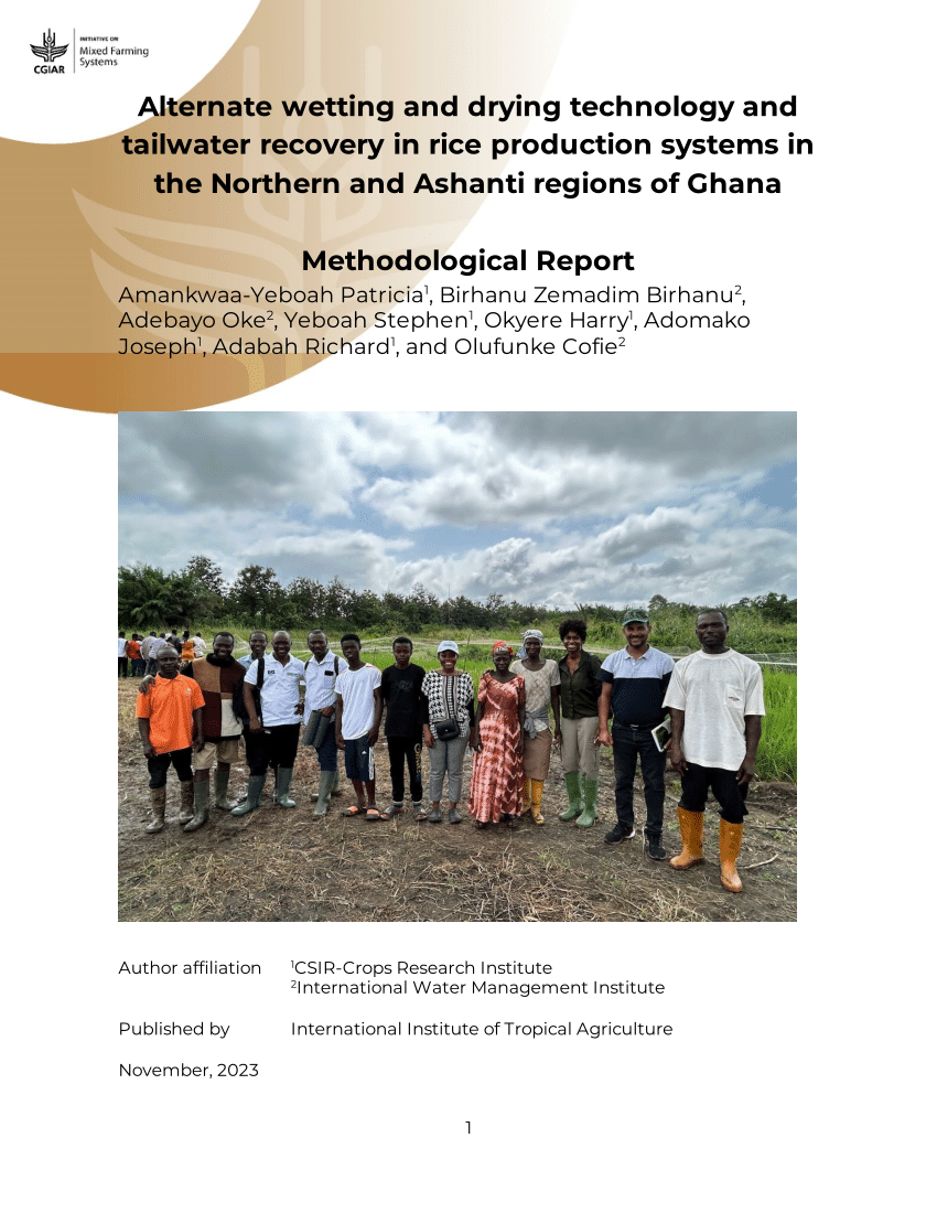 PDF) Alternate wetting and drying technology and tailwater recovery in rice  production systems in the Northern and Ashanti regions of Ghana:  Methodological Report