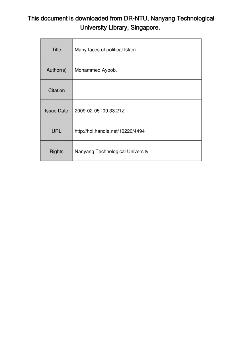 Pdf The Many Faces Of Political Islam Religion And Politics In The Muslim World