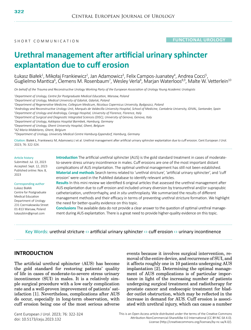 (PDF) Urethral management after artificial urinary sphincter ...