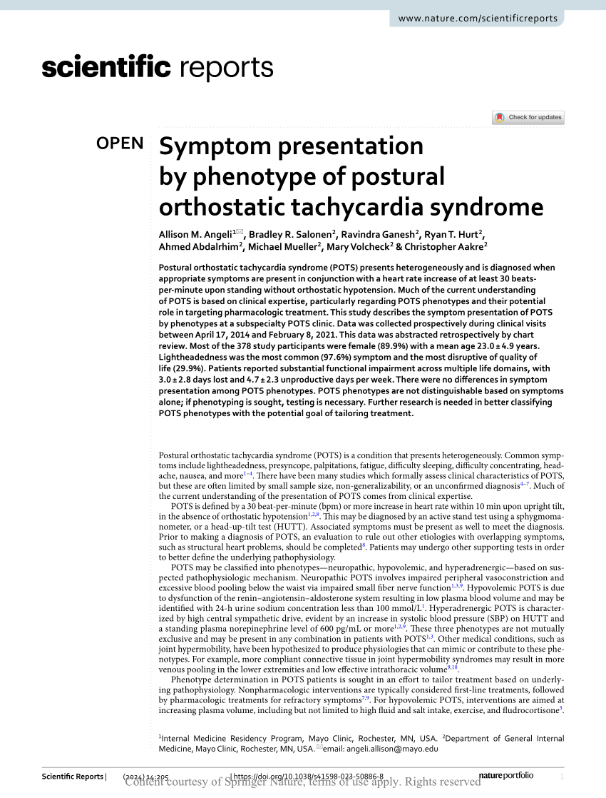 Diagnosis and management of postural orthostatic tachycardia syndrome