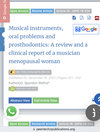 Preview image for Musical instruments, oral problems and prosthodontics: A Review and a Clinical Report of a musician menopausal woman. J Dent Probl Solut 2023; 10(2):021-032. OPEN ACCESS.