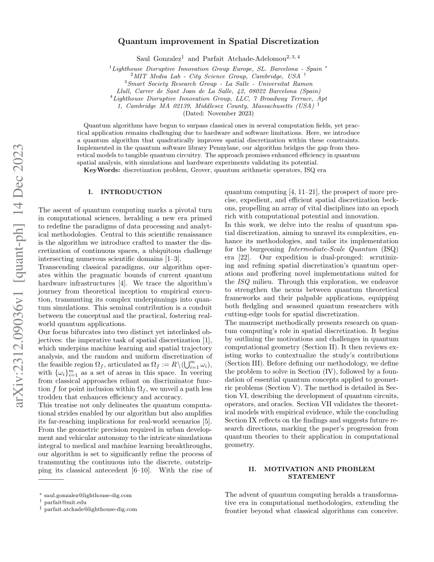 Pdf Quantum Improvement In Spatial Discretization