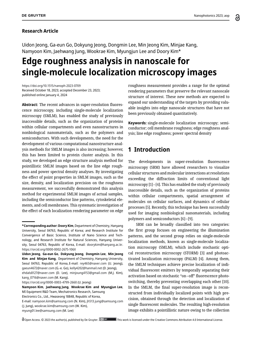 PDF) Edge roughness analysis in nanoscale for single-molecule