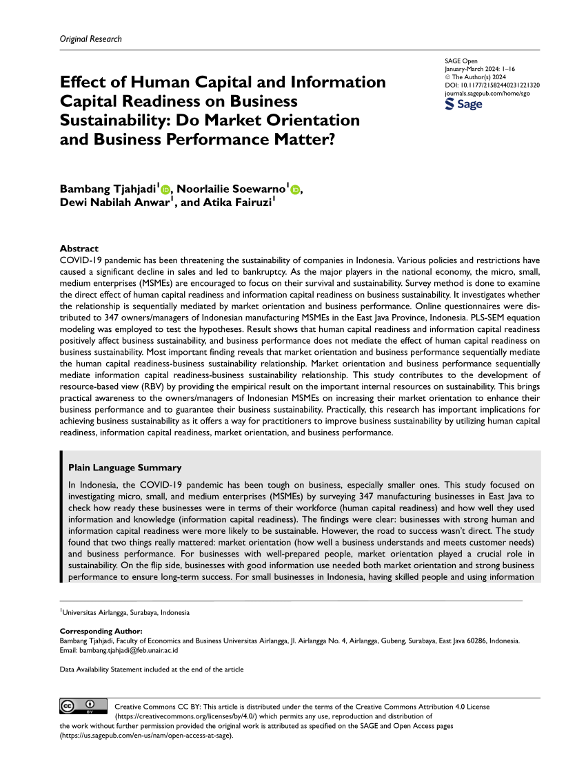 Pdf Effect Of Human Capital And Information Capital Readiness On Business Sustainability Do 5410