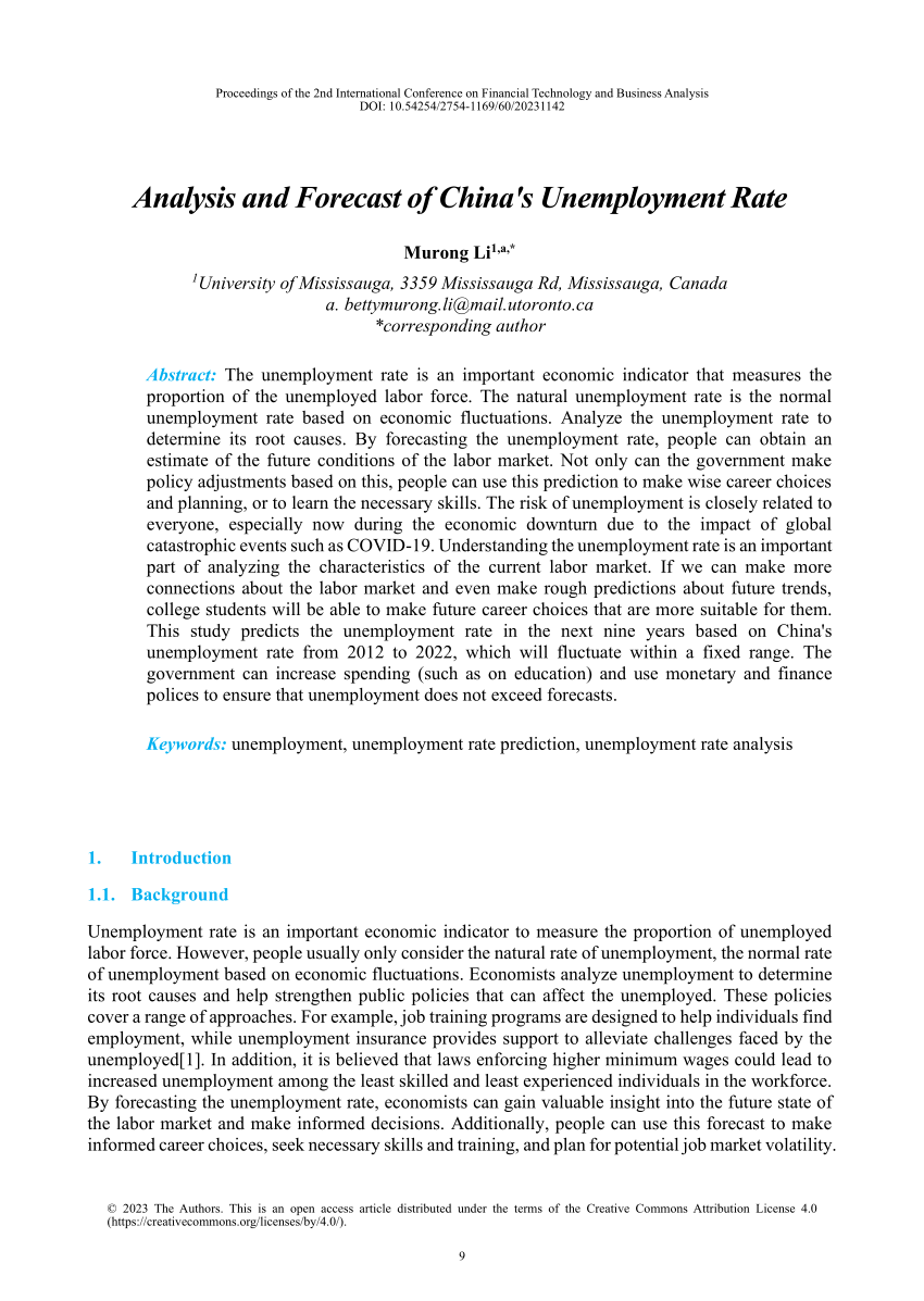 (PDF) Analysis and Forecast of China's Unemployment Rate