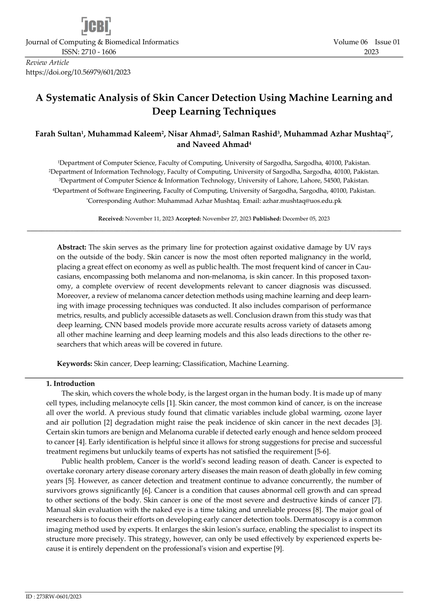 research paper on skin cancer detection using machine learning