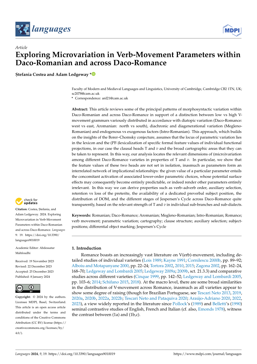 PDF Exploring Microvariation in Verb Movement Parameters within  