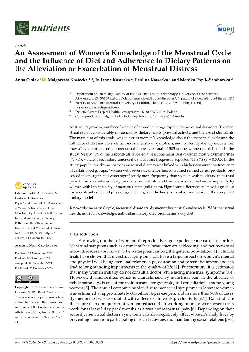 PDF An Assessment of Women s Knowledge of the Menstrual Cycle and  