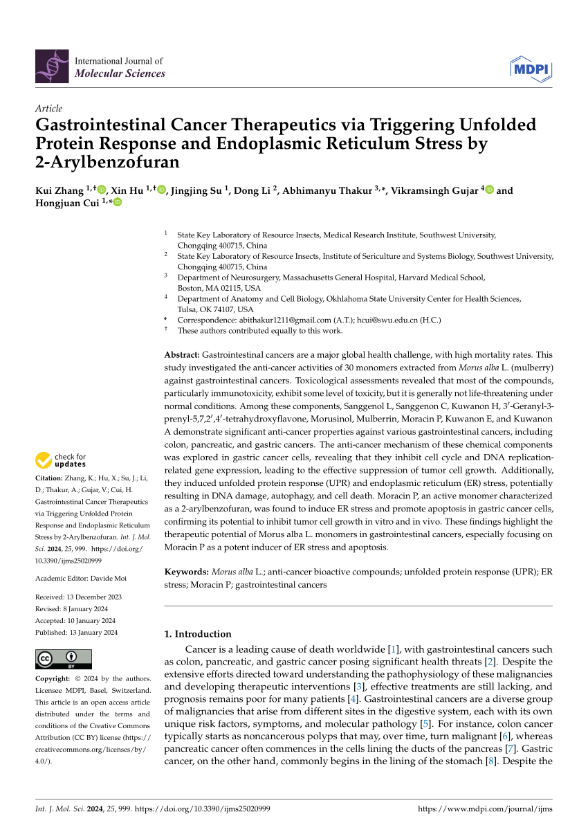 PDF) Gastrointestinal Cancer Therapeutics via Triggering Unfolded 