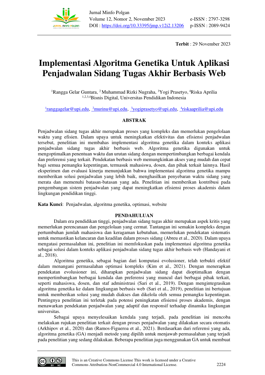 Implementasi Algoritma Genetika untuk Optimasi Penjadwalan Produksi