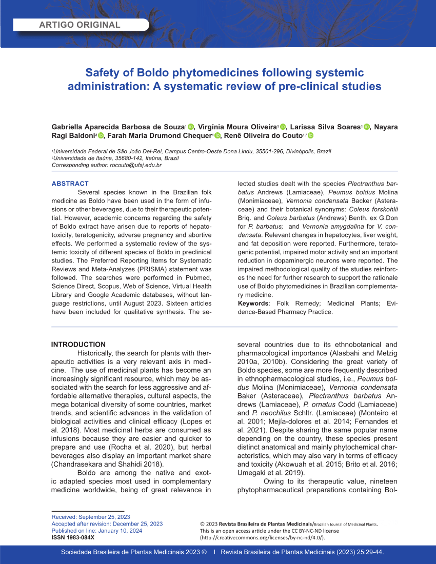 PDF Safety of Boldo phytomedicines following systemic  