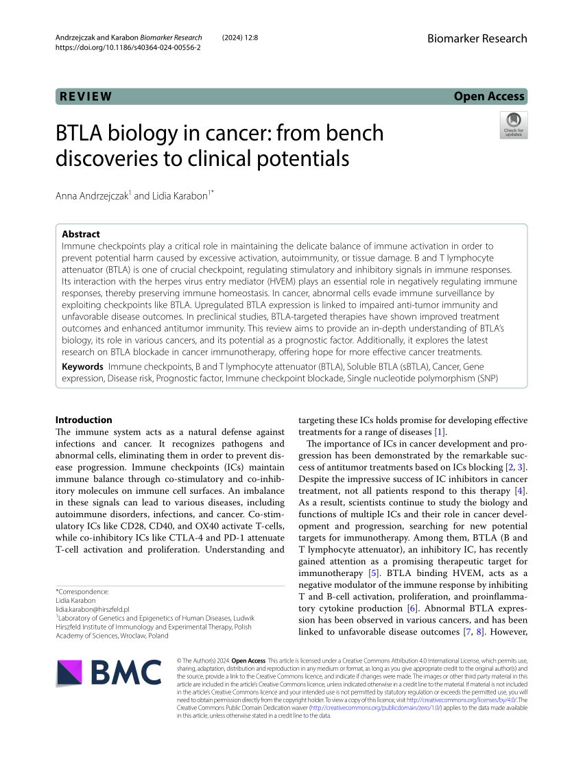 PDF) BTLA biology in cancer: from bench discoveries to clinical