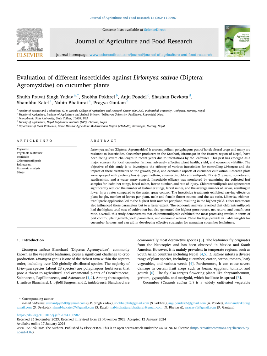 (PDF) Evaluation of different insecticides against Liriomyza sativae ...