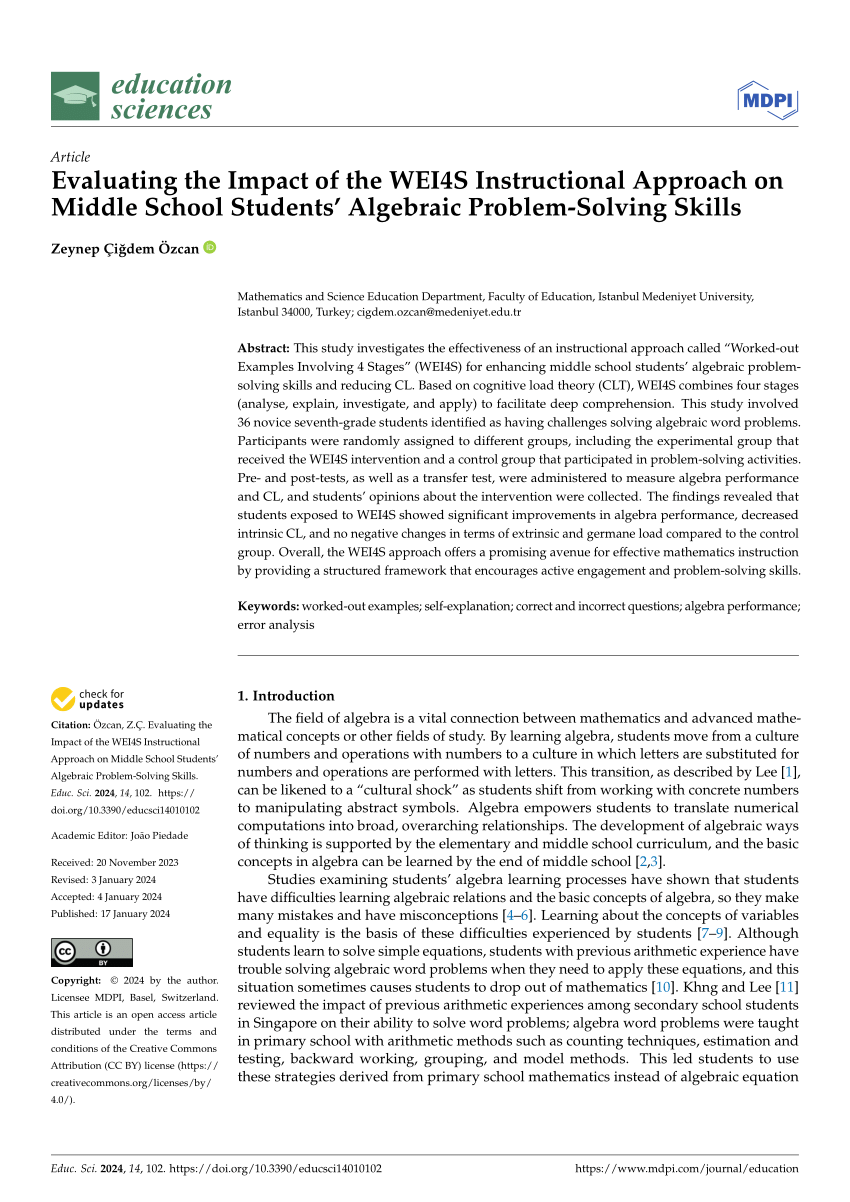 algebraic problem solving for middle school students with autism and intellectual disability