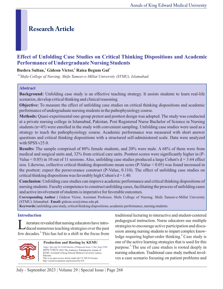 critical thinking dispositions in undergraduate nursing students a case study approach