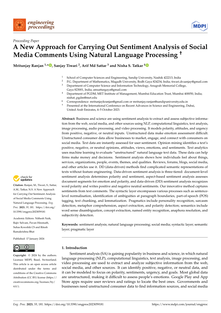 Pdf A New Approach For Carrying Out Sentiment Analysis Of Social Media Comments Using Natural 