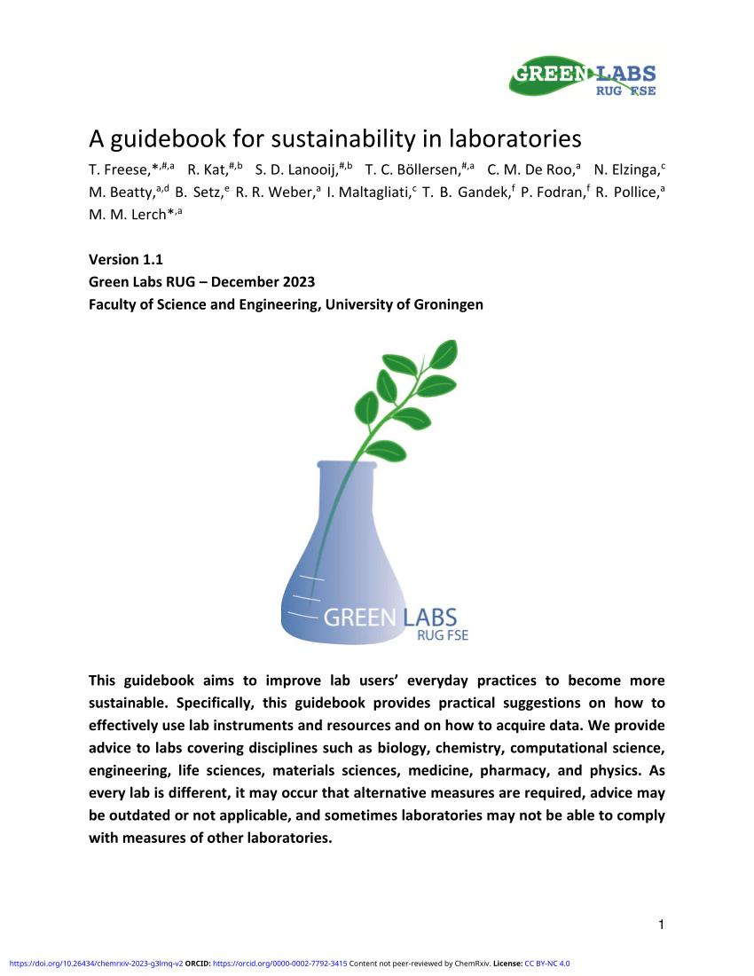 PDF) A guidebook for sustainability in laboratories