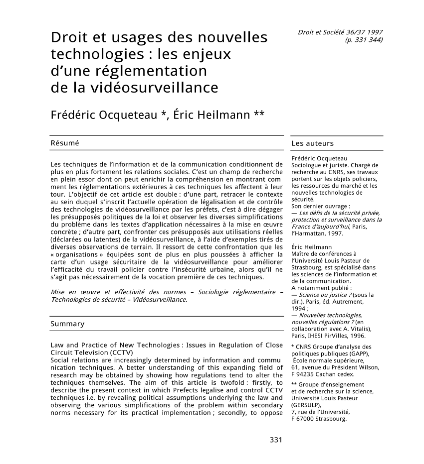 (PDF) Droit et usages des nouvelles technologies  les enjeux d'une